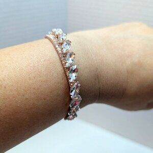 Cezanne Crystal & Pink Gold Tone Open Bracelet NEW